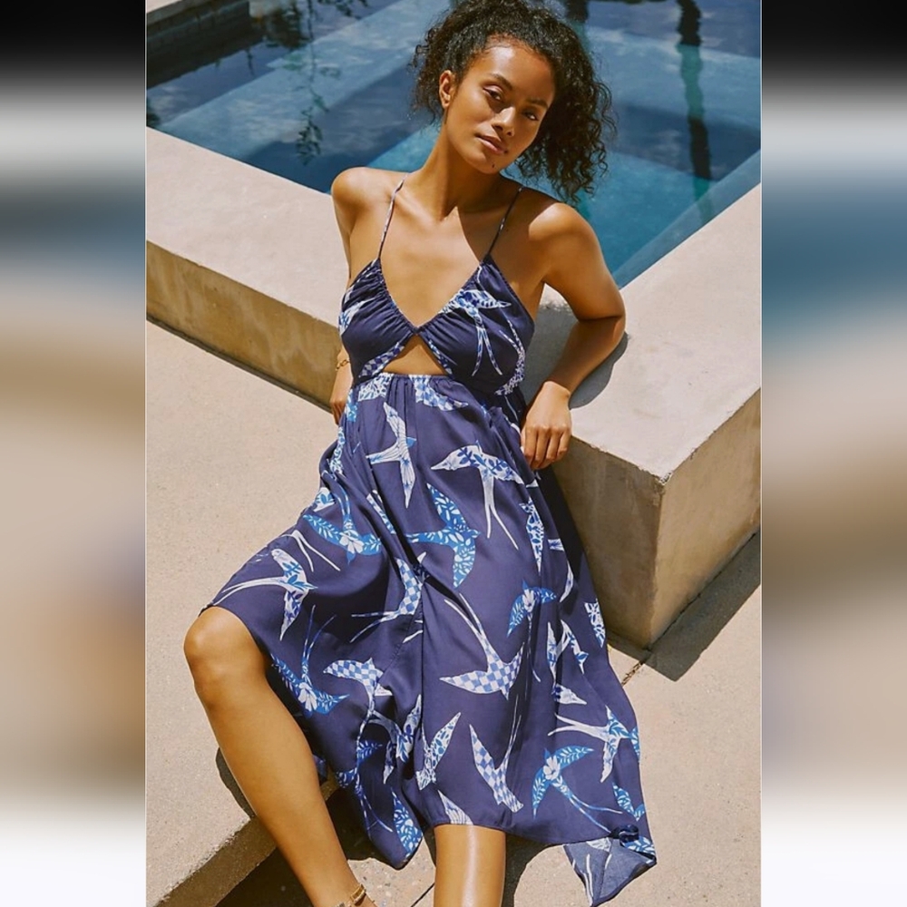 Anthropologie Blue and White Dress